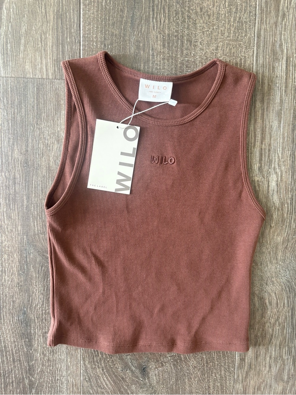 Wilo the Label Wilo Logo Rib Tank - Size Medium Chocolate NEW!